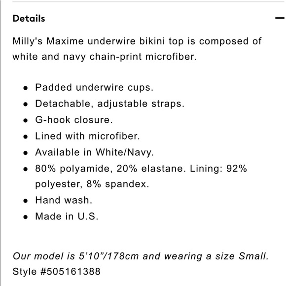 Milly Maxime underwire bikini top white navy NWT - Picture 2 of 3